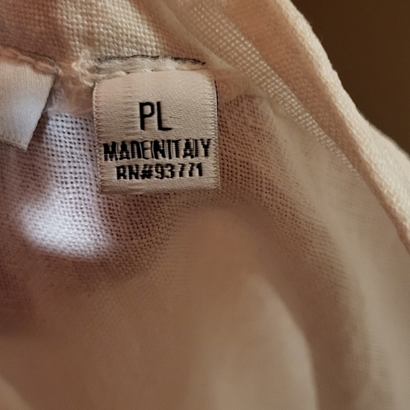 Vasna Italy Linen White Roll Sleeve Unlined Dress With Pockets Size Petite Large - Picture 7 of 8